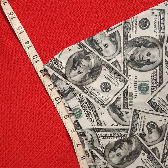$100 bills graphics Benjamin Franklin money leggings size Medium EUC - Picture 3 of 5